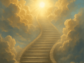 A symbolic image of stairs leading to a bright, heavenly sky, representing the journey of Celebrities Who Died Young.